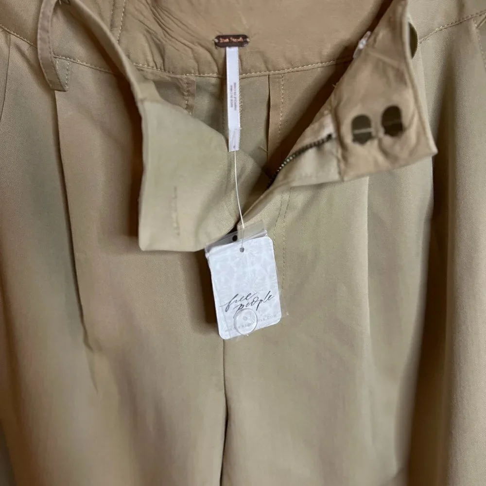Free People Zoey Tapered Trousers Size 8 in Mustard Seed Color